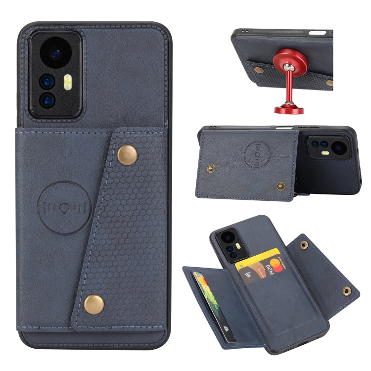 Double Buckle Card Slots Magnetic Phone Case, For Xiaomi Redmi Note 12 4G Global, For Xiaomi Redmi Note 12 Turbo/Poco F5, For Xiaomi Redmi Note 12S 4G, For Xiaomi Redmi K40S / Poco F4