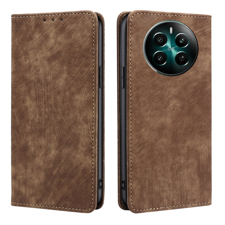 RFID Anti-theft Brush Magnetic Leather Phone Case, For Realme C61 4G, For Realme GT Neo6 SE, For Realme 12 5G, For Realme 12+ 5G