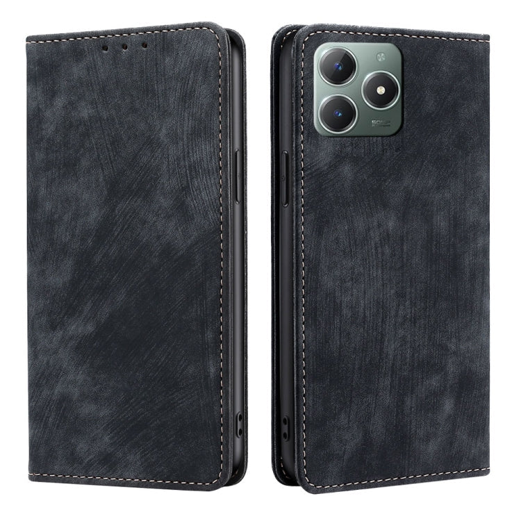 RFID Anti-theft Brush Magnetic Leather Phone Case, For Realme C61 4G, For Realme GT Neo6 SE, For Realme 12 5G, For Realme 12+ 5G