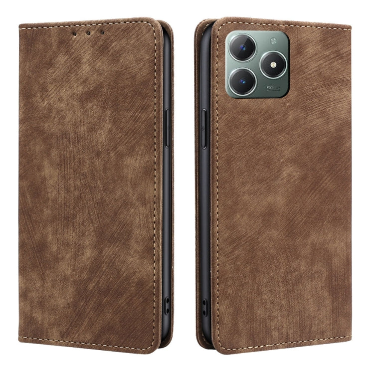 RFID Anti-theft Brush Magnetic Leather Phone Case, For Realme C61 4G, For Realme GT Neo6 SE, For Realme 12 5G, For Realme 12+ 5G
