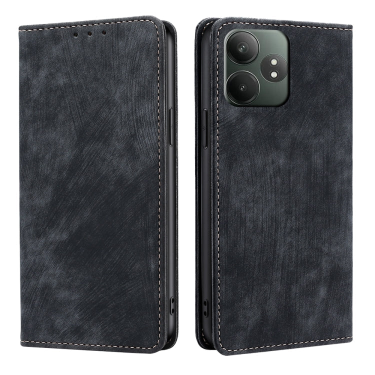 RFID Anti-theft Brush Magnetic Leather Phone Case, For Realme C61 4G, For Realme GT Neo6 SE, For Realme 12 5G, For Realme 12+ 5G