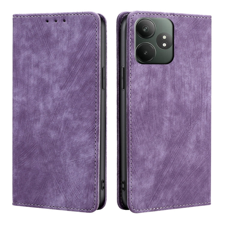 RFID Anti-theft Brush Magnetic Leather Phone Case, For Realme C61 4G, For Realme GT Neo6 SE, For Realme 12 5G, For Realme 12+ 5G