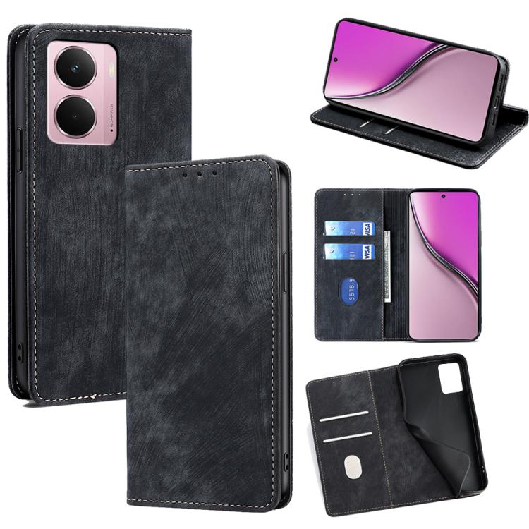 RFID Anti-theft Brush Magnetic Leather Phone Case, For Realme GT 7 5G Global, For Realme 14 5G Global, For Realme P3 Ultra 5G, For Realme P3 Pro 5G Global