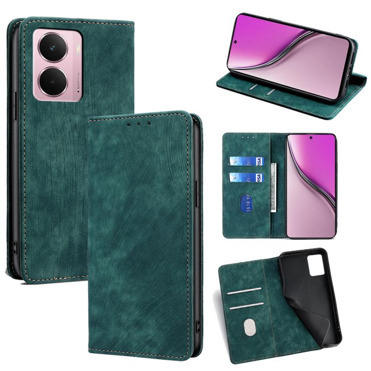 RFID Anti-theft Brush Magnetic Leather Phone Case, For Realme GT 7 5G Global, For Realme 14 5G Global, For Realme P3 Ultra 5G, For Realme P3 Pro 5G Global