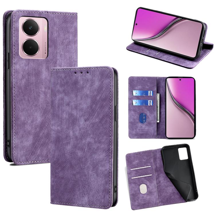 RFID Anti-theft Brush Magnetic Leather Phone Case, For Realme GT 7 5G Global, For Realme 14 5G Global, For Realme P3 Ultra 5G, For Realme P3 Pro 5G Global