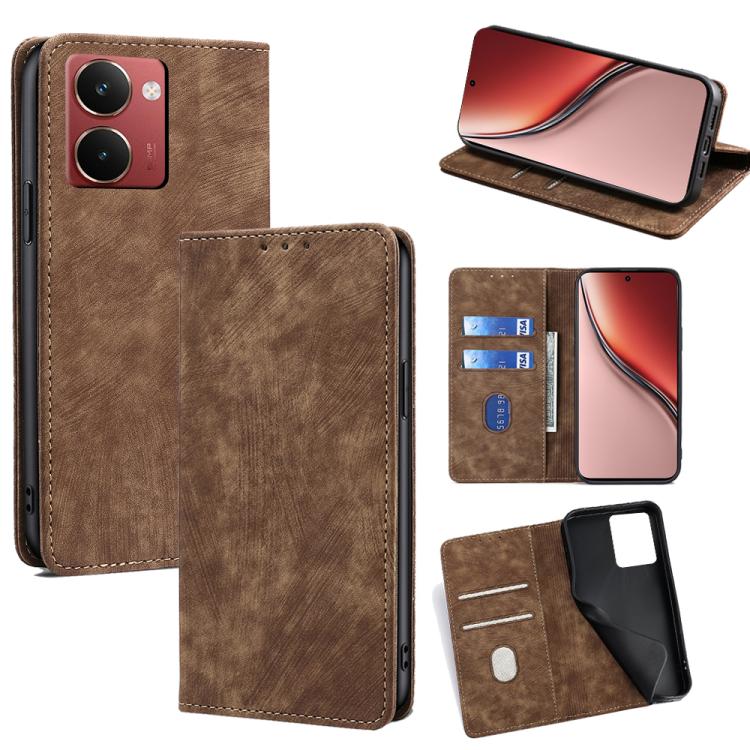 RFID Anti-theft Brush Magnetic Leather Phone Case, For Realme GT 7 5G Global, For Realme 14 5G Global, For Realme P3 Ultra 5G, For Realme P3 Pro 5G Global