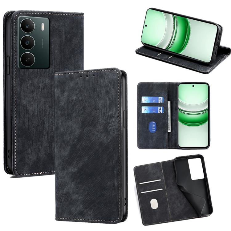 RFID Anti-theft Brush Magnetic Leather Phone Case, For Realme C85 5G, For Realme C85 Pro 4G, For Realme 15T 5G Global, For Realme C71 4G