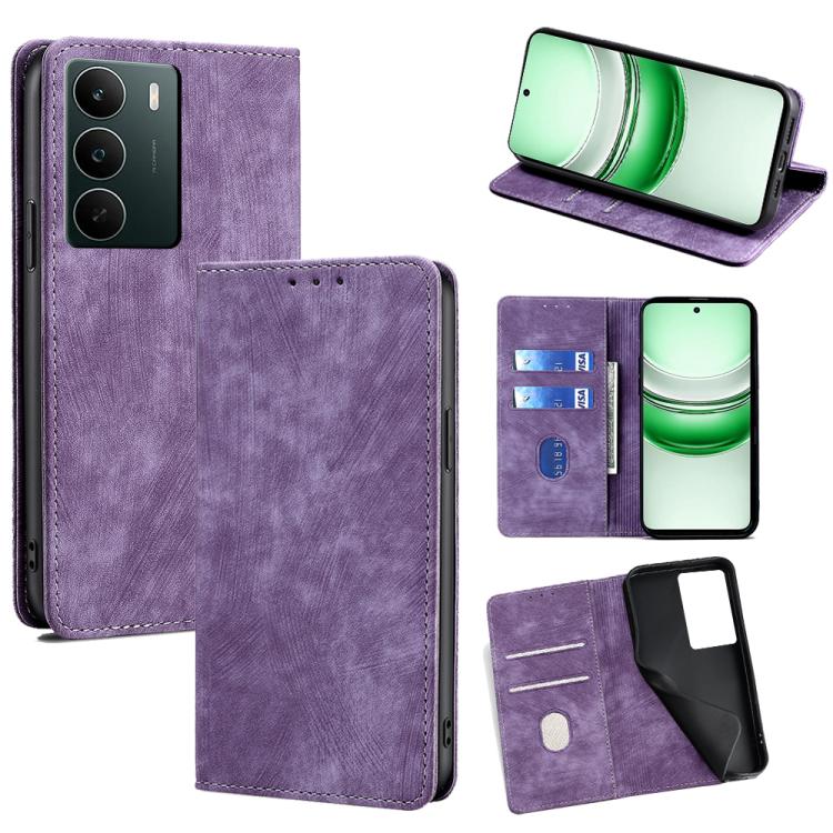 RFID Anti-theft Brush Magnetic Leather Phone Case, For Realme C85 5G, For Realme C85 Pro 4G, For Realme 15T 5G Global, For Realme C71 4G
