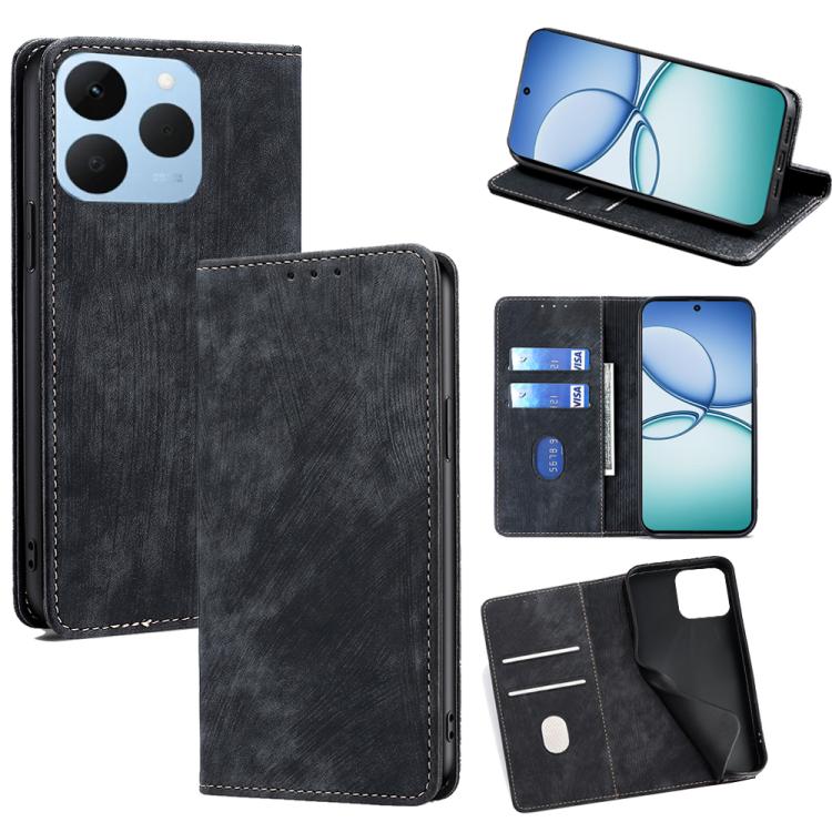 RFID Anti-theft Brush Magnetic Leather Phone Case, For Realme C85 5G, For Realme C85 Pro 4G, For Realme 15T 5G Global, For Realme C71 4G