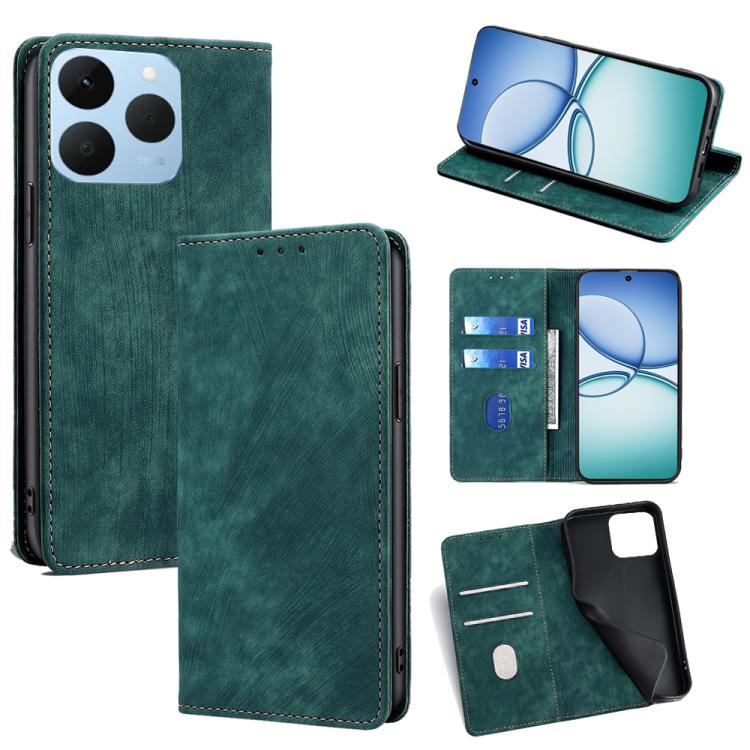RFID Anti-theft Brush Magnetic Leather Phone Case, For Realme C85 5G, For Realme C85 Pro 4G, For Realme 15T 5G Global, For Realme C71 4G