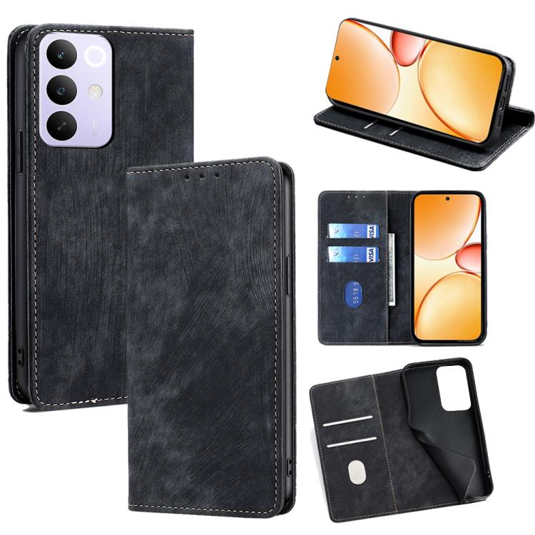 RFID Anti-theft Brush Magnetic Leather Phone Case, For Realme C85 5G, For Realme C85 Pro 4G, For Realme 15T 5G Global, For Realme C71 4G