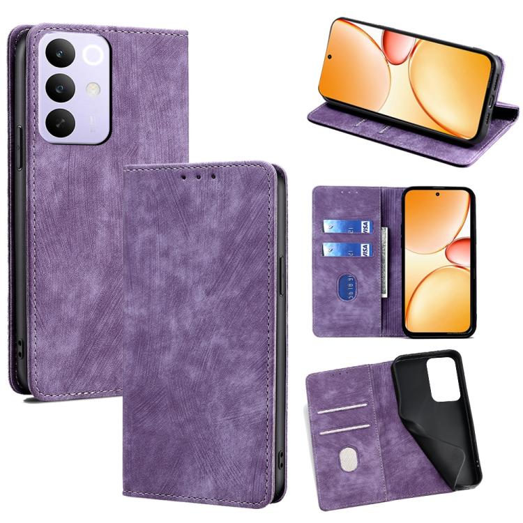 RFID Anti-theft Brush Magnetic Leather Phone Case, For Realme C85 5G, For Realme C85 Pro 4G, For Realme 15T 5G Global, For Realme C71 4G