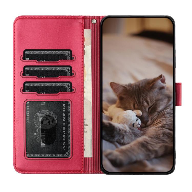 Cat Embossing Pattern Leather Phone Case with Lanyard, For iPhone 16e / 17e, For iPhone 17 Pro Max, For iPhone 17 Pro, For iPhone 17