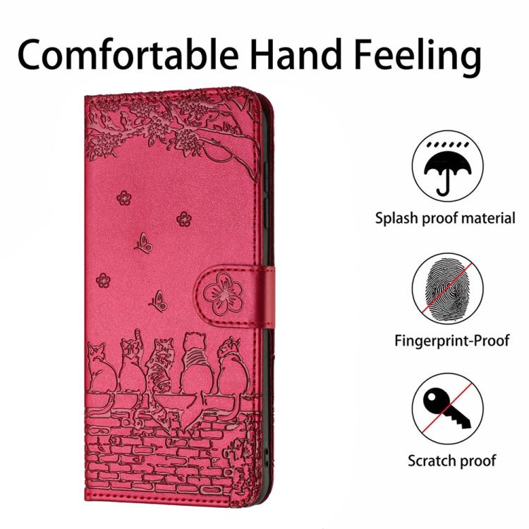Cat Embossing Pattern Leather Phone Case with Lanyard, For iPhone 16e / 17e, For iPhone 17 Pro Max, For iPhone 17 Pro, For iPhone 17