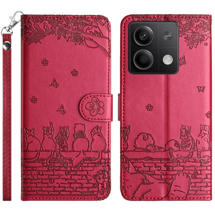 Cat Embossing Pattern Leather Phone Case with Lanyard, For Xiaomi Redmi 13C 4G/5G/13R 5G, For Xiaomi Redmi Note 13 5G, For Xiaomi Redmi Note 13 Pro+, For Xiaomi Redmi Note 13 Pro 5G
