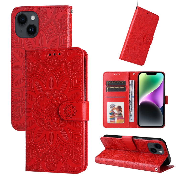 Embossed Sunflower Leather Phone Case, For iPhone 16, For iPhone 15 Pro Max, For iPhone 15 Pro, For iPhone 15 Plus
