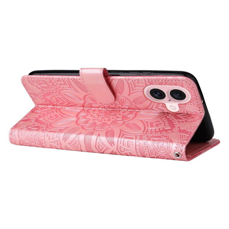 Embossed Sunflower Leather Phone Case, For iPhone 16, For iPhone 15 Pro Max, For iPhone 15 Pro, For iPhone 15 Plus