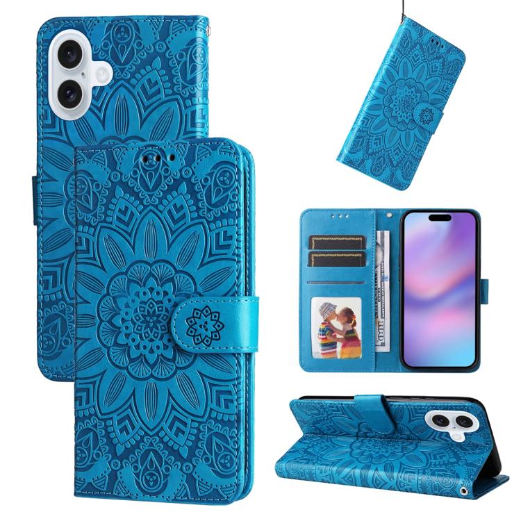 Embossed Sunflower Leather Phone Case, For iPhone 17e / 16e, For iPhone 17 Pro Max, For iPhone 17 Pro, For iPhone 17