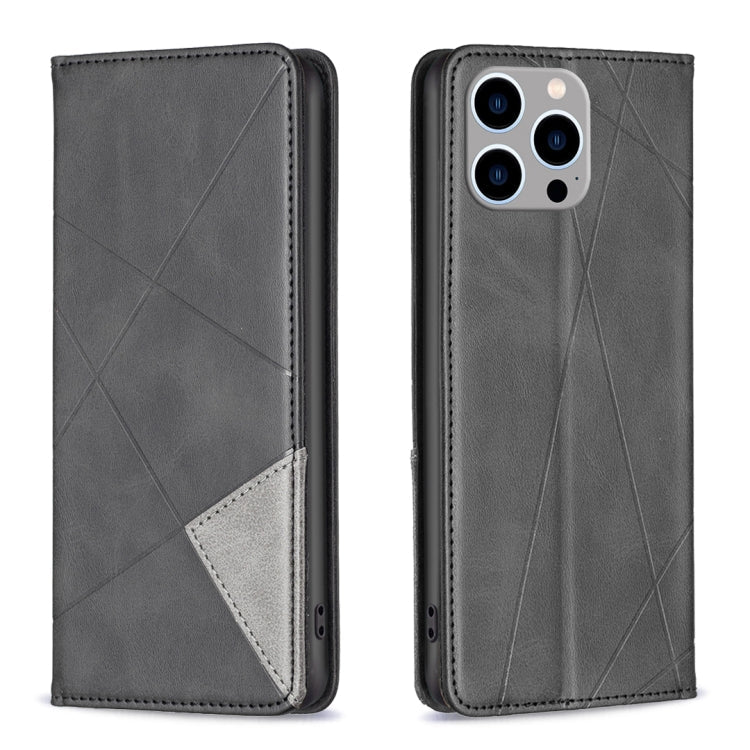 Rhombus Texture Magnetic Leather Phone Case, For iPhone 15 Pro Max, For iPhone 15 Pro, For iPhone 15 Plus, For iPhone 15