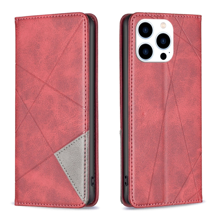 Rhombus Texture Magnetic Leather Phone Case, For iPhone 15 Pro Max, For iPhone 15 Pro, For iPhone 15 Plus, For iPhone 15