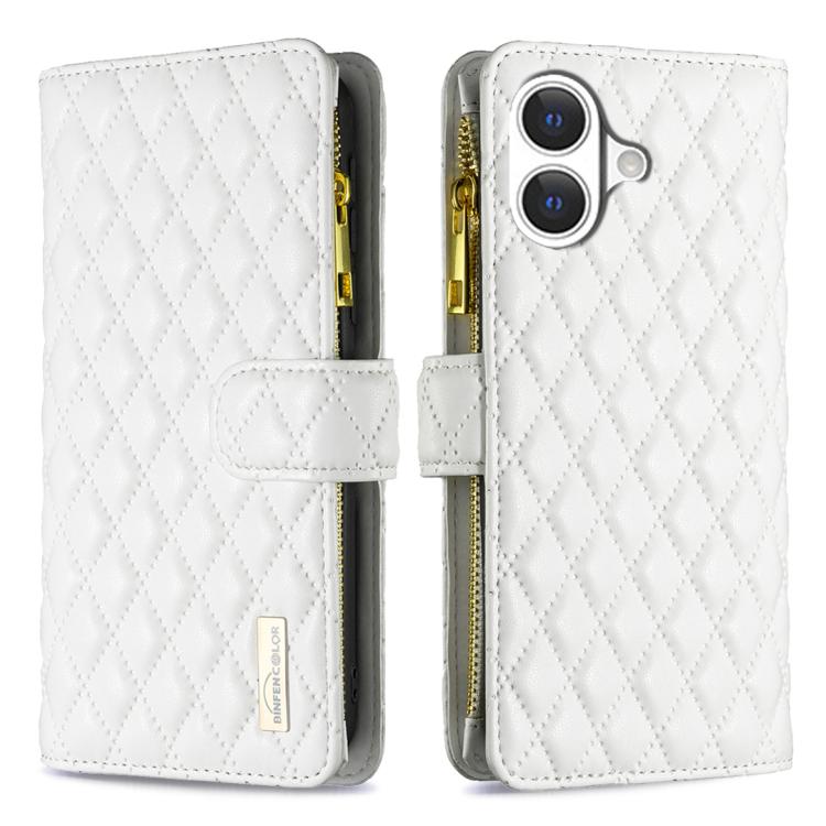 Diamond Lattice Zipper Wallet Leather Flip Phone Case, For iPhone 17 Pro Max, For iPhone 17 Pro, For iPhone 17, For iPhone Air