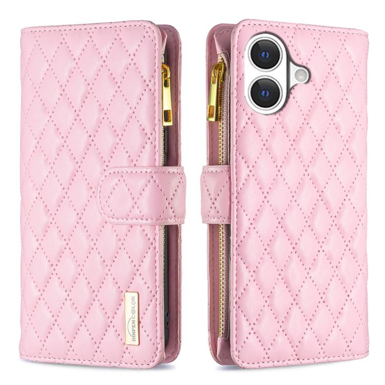 Diamond Lattice Zipper Wallet Leather Flip Phone Case, For iPhone 17 Pro Max, For iPhone 17 Pro, For iPhone 17, For iPhone Air