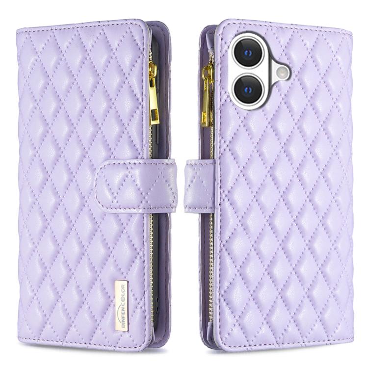Diamond Lattice Zipper Wallet Leather Flip Phone Case, For iPhone 17 Pro Max, For iPhone 17 Pro, For iPhone 17, For iPhone Air