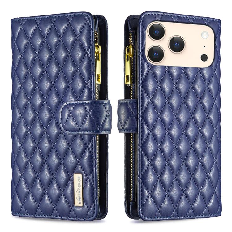 Diamond Lattice Zipper Wallet Leather Flip Phone Case, For iPhone 17 Pro Max, For iPhone 17 Pro, For iPhone 17, For iPhone Air