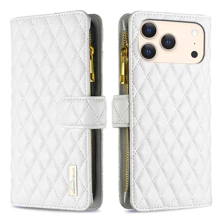 Diamond Lattice Zipper Wallet Leather Flip Phone Case, For iPhone 17 Pro Max, For iPhone 17 Pro, For iPhone 17, For iPhone Air