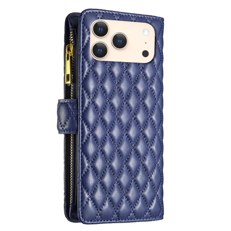 Diamond Lattice Zipper Wallet Leather Flip Phone Case, For iPhone 17 Pro Max, For iPhone 17 Pro, For iPhone 17, For iPhone Air