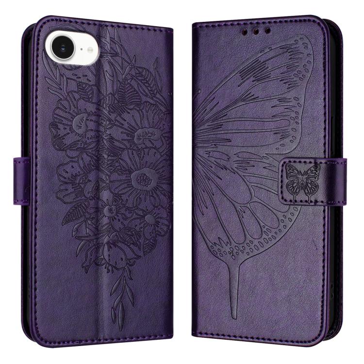 Embossed Butterfly Leather Phone Case, For iPhone 17e / 16e, For iPhone 17 Pro Max, For iPhone 17 Pro