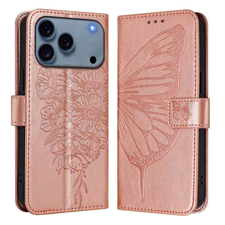 Embossed Butterfly Leather Phone Case, For iPhone 17e / 16e, For iPhone 17 Pro Max, For iPhone 17 Pro