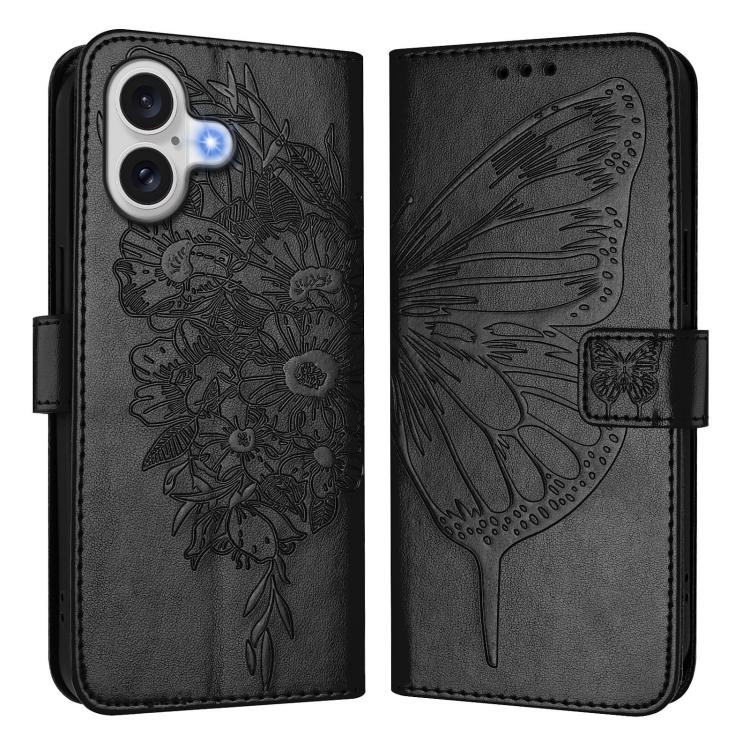Embossed Butterfly Leather Phone Case, For iPhone 17, For iPhone Air, For iPhone 16 Pro Max