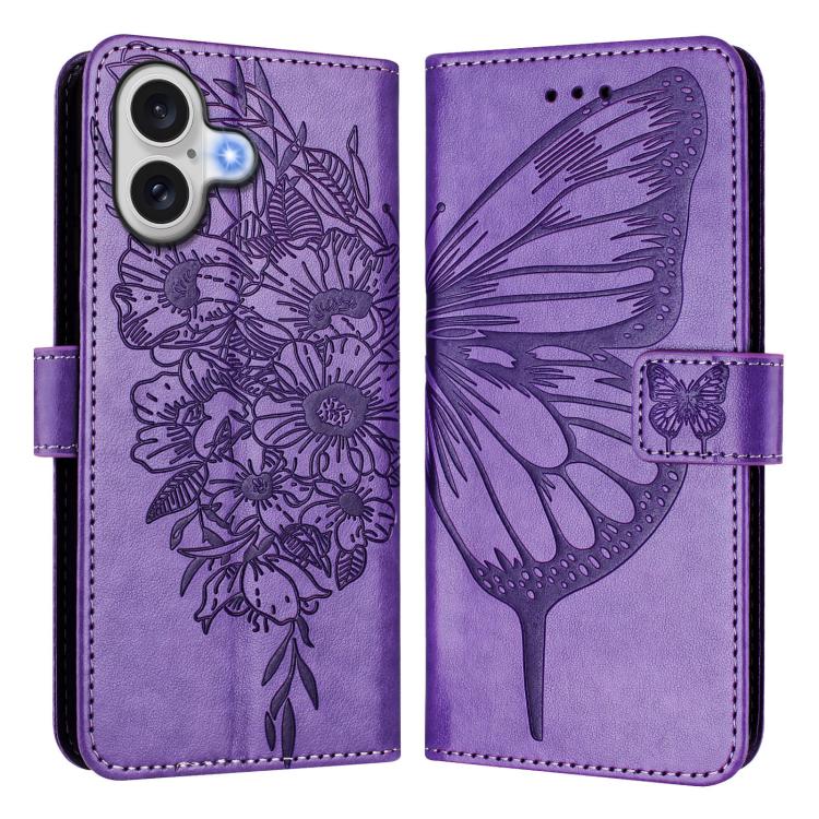 Embossed Butterfly Leather Phone Case, For iPhone 17, For iPhone Air, For iPhone 16 Pro Max