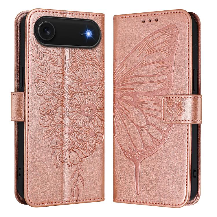Embossed Butterfly Leather Phone Case, For iPhone 17, For iPhone Air, For iPhone 16 Pro Max