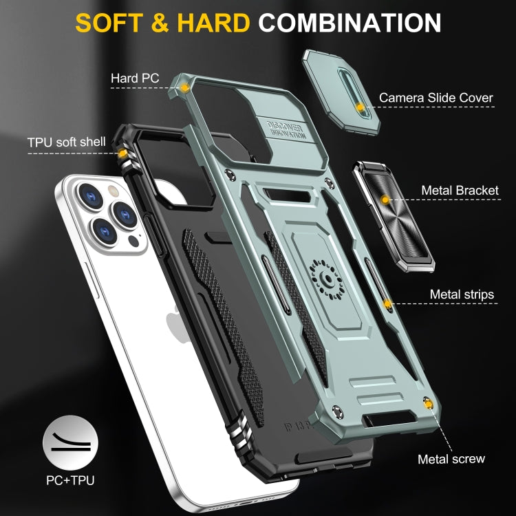 Armor PC + TPU Camera Shield Phone Case, For iPhone 15 Pro Max, For iPhone 15 Pro, For iPhone 15 Plus