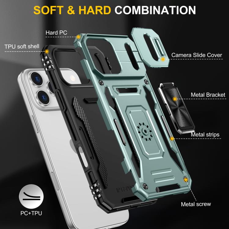 Armor PC + TPU Camera Shield Phone Case, For iPhone 17e / 16e, For iPhone 17 Pro Max, For iPhone 17 Pro