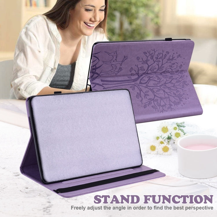 Tree & Deer Embossed Leather Tablet Case, For Amazon Fire Max 11