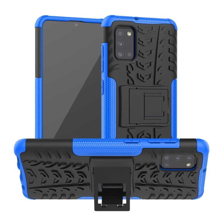 Tire Texture Shockproof TPU+PC Protective Case，with Holder, For Samsung Galaxy A31, For Samsung Galaxy M11, For Xiaomi Mi 10 Lite 5G