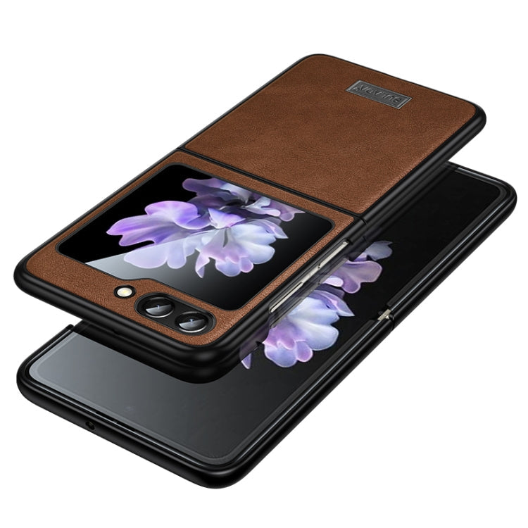 SULADA Shockproof TPU + Handmade Leather Phone Case, For Samsung Galaxy Z Flip6 / Flip7 FE, For Samsung Galaxy Z Flip5, For Samsung Galaxy Z Flip4