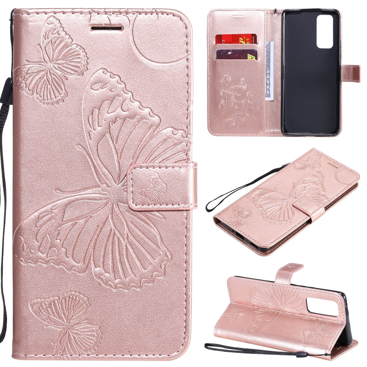 3D Butterflies Embossing Pattern Horizontal Flip Leather Case with Holder & Card Slot & Wallet, For Huawei Honor 30, For Huawei Honor Play 4T Pro