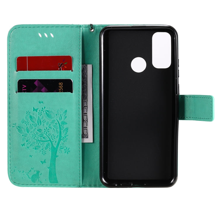 Tree & Cat Embossed Pattern Horizontal Flip Leather Case with Holder & Card Slots & Wallet & Lanyard, For Huawei Y6p, For Huawei Honor 9A