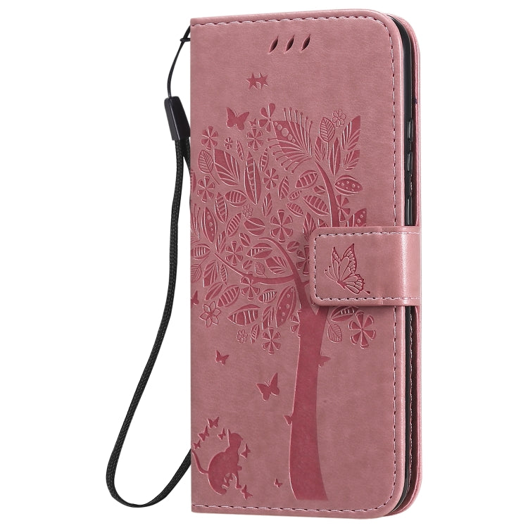 Tree & Cat Embossed Pattern Horizontal Flip Leather Case with Holder & Card Slots & Wallet & Lanyard, For Huawei Y6p, For Huawei Honor 9A