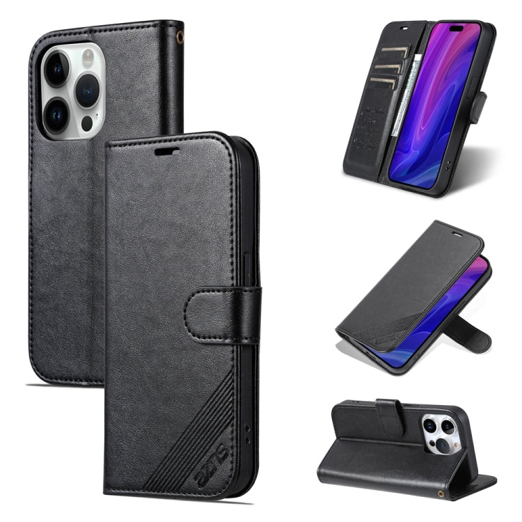 AZNS Sheepskin Texture Flip Leather Phone Case, For iPhone 15 Pro, For iPhone 15 Plus, For iPhone 15