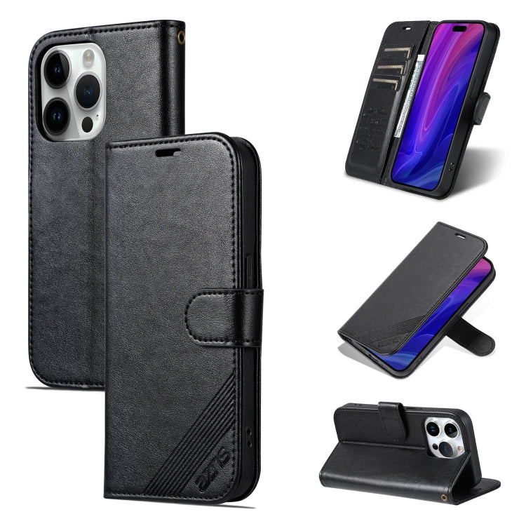 AZNS Sheepskin Texture Flip Leather Phone Case, For iPhone 15 Pro, For iPhone 15 Plus, For iPhone 15