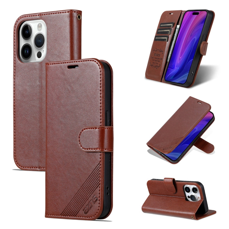AZNS Sheepskin Texture Flip Leather Phone Case, For iPhone 15 Pro, For iPhone 15 Plus, For iPhone 15