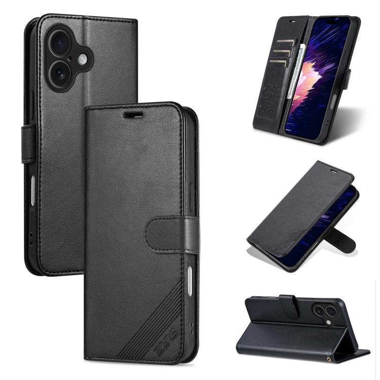 AZNS Sheepskin Texture Flip Leather Phone Case, For iPhone 17e / 16e, For iPhone 17 Pro Max, For iPhone 17 Pro, For iPhone 17, For iPhone Air, For iPhone 16 Pro Max, For iPhone 16 Pro, For iPhone 15 Pro Max