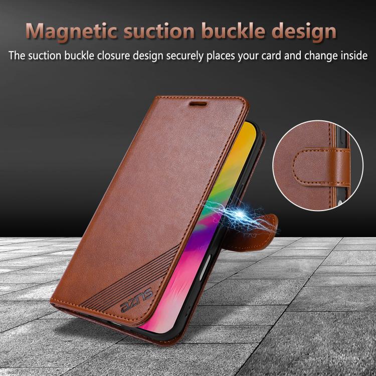 AZNS Sheepskin Texture Flip Leather Phone Case, For iPhone 17e / 16e, For iPhone 17 Pro Max, For iPhone 17 Pro, For iPhone 17, For iPhone Air, For iPhone 16 Pro Max, For iPhone 16 Pro, For iPhone 15 Pro Max