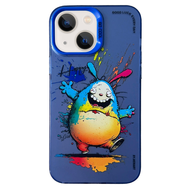 Double Layer Color Silver Series Animal Oil Painting Phone Case, For iPhone 14