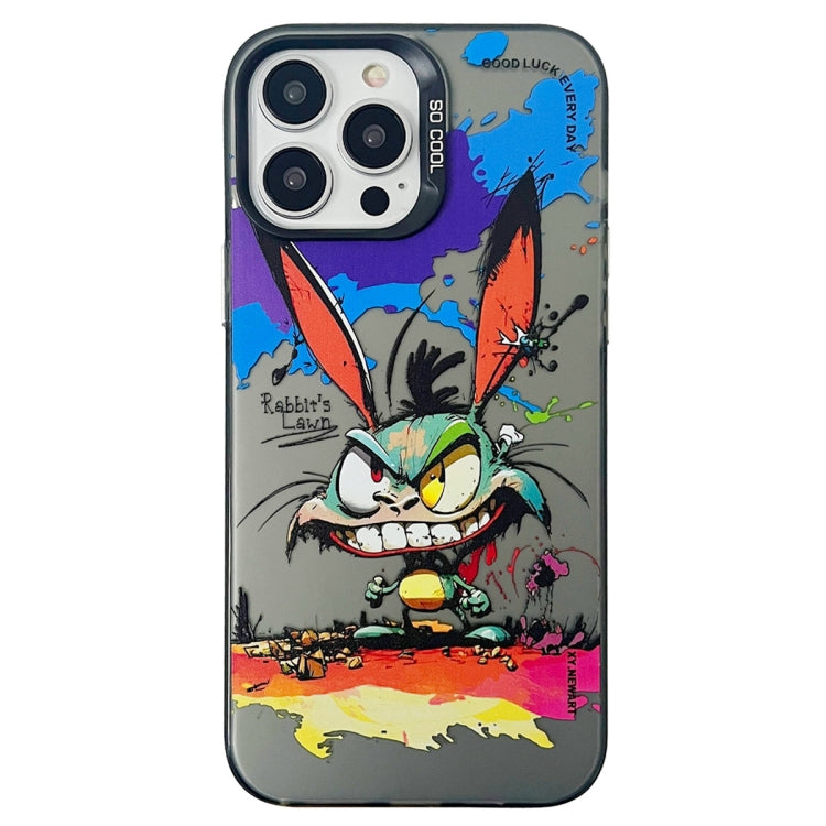 Double Layer Color Silver Series Animal Oil Painting Phone Case, For iPhone 14 Pro Max